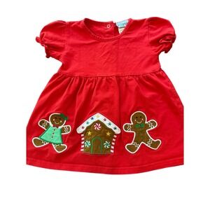 The Smocking Bug Red Gingerbread Holiday Dress Girls Size 3 Christmas Applique